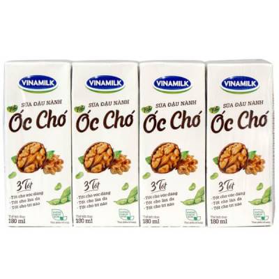 Sữa Đậu Nành Hạt óc chó Vinamilk, 180ml - Lốc 4 hộp