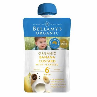 Hỗn hợp kem sữa chuối với hạt lanh hữu cơ Bellamy's Organic