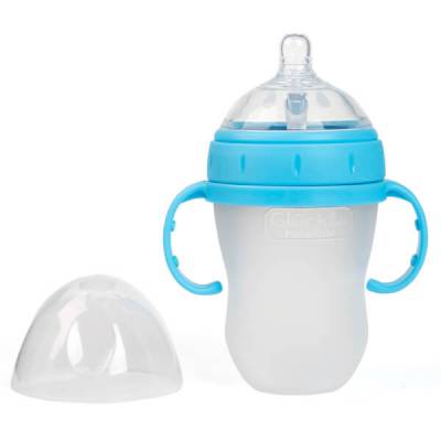 Bình sữa Gluck Baby Premium silicone có tay cầm cổ rộng 240ml (Xanh)