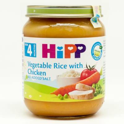 Dinh dưỡng đóng lọ HiPP Organic - Thịt gà, cơm nhuyễn, rau tổng hợp 125g