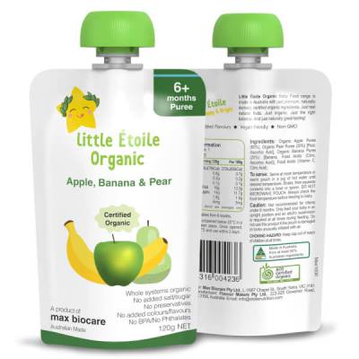 Thực phẩm dinh dưỡng hữu cơ Little Étoile Organic Apple, Banana & Pear