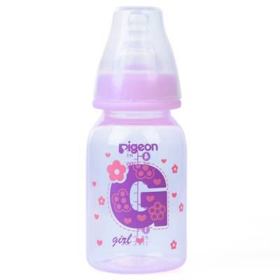 Bình sữa Pigeon nhựa PP BPA Free cổ hẹp bé gái 120ml