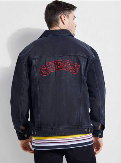 GUESS ORIGINALS DENIM JACKET LOGO ON BACK - ÁO NAM