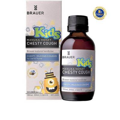 Siro Trị ho cho bé Brauer Kids Manuka Honey Chesty Cough Oral Liquid 100ml
