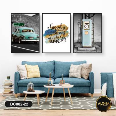 Bộ 3 Tranh Good Things Take Time - DC002-22 - Tranh treo phòng trang trí Cửa hàng