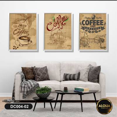 Bộ 3 Tranh Coffee House - DC004-02 - Tranh treo phòng trang trí Cửa hàng