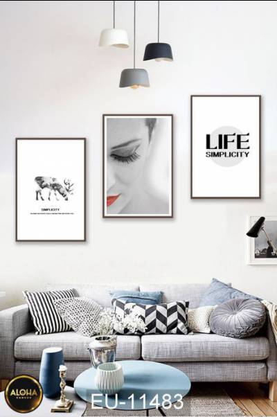 Bộ 3 Tranh Life Simplicity - EU-11483 - Tranh treo phòng trang trí Cửa hàng