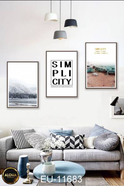 Bộ 3 Tranh Simplicity - EU-11683 - Tranh treo phòng trang trí Cửa hàng