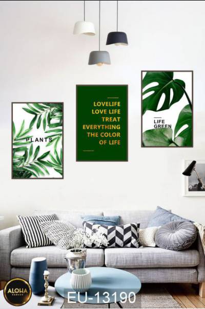 Bộ 3 Tranh Plants Life Green - EU-13190 - Tranh treo phòng ngủ