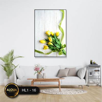 Tranh Hoa Tulip Vàng Ruy Băng Xanh - HL1-16 - Tranh treo phòng ngủ