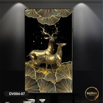 Tranh đôi hươu vàng DV004-07 - Tranh treo phòng ngủ