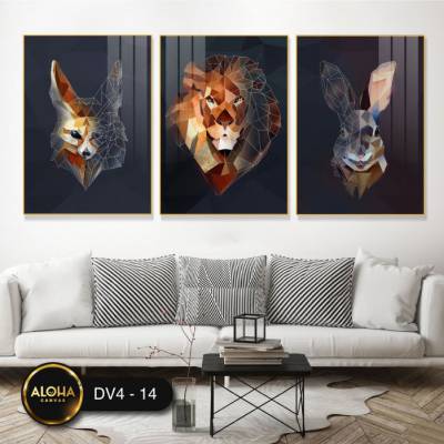 Bộ 3 tranh thỏ sư tử DV4-14 - Tranh treo phòng khách