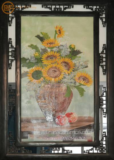 Tranh gốm vẽ Hoa hướng dương 1m x 65cm