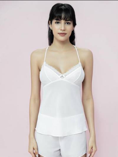 Bộ short hai dây VERA Chiffon phối ren - 0367