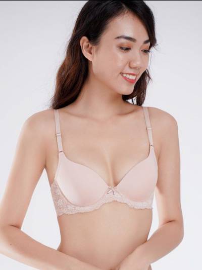 Áo ngực Misaki mút dày cúp trơn phối ren - 7325