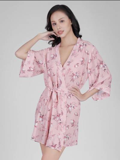 Đầm ngủ Kimono tay lỡ VERA chiffon phối ren Peony Whisper - 0340