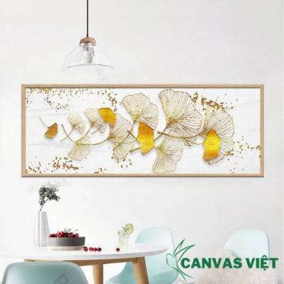  Tranh canvas treo tường hoa bạch quả lá vàng phong cách bắc âu HCV0004