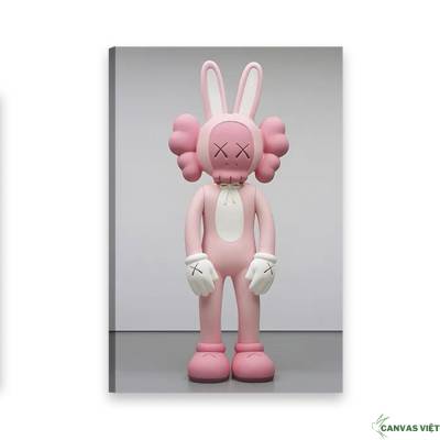  Tranh canvas kaws rabbit pink K043