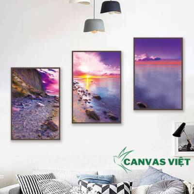  Bộ 3 tranh canvas bờ biển sắc màu HCV0061