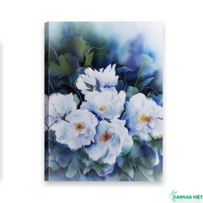  Tranh canvas hoa trà trừu tượng H012