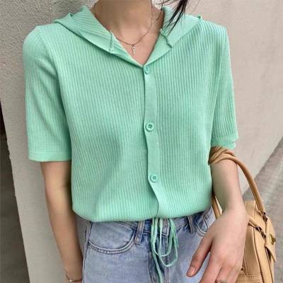 Áo cardigan có nón tay ngắn phom dáng casual