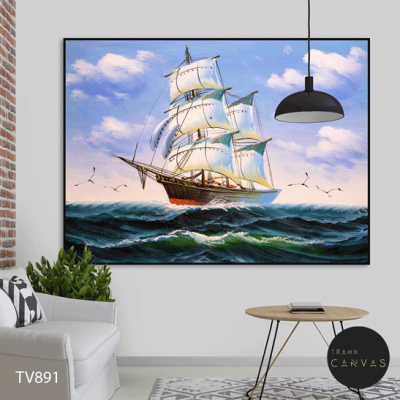Tranh treo tường phong cảnh thuyền buồm trên biển-TV891