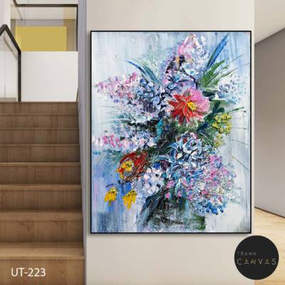 Tranh treo tường trừu tượng bông hoa sắc màu khổ dọc-UT-223