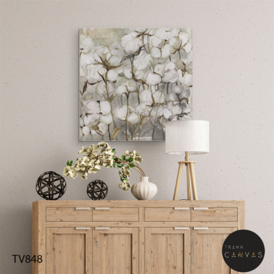 Tranh treo tường vẽ phối màu những nụ hoa trắng tinh khôi-TV848
