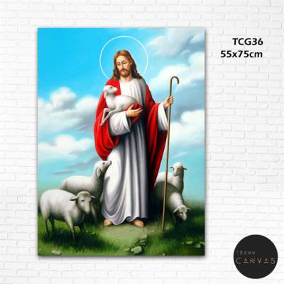 Tranh treo tường 3d kính khổ dọc Đức Chúa và con cừu-TCG36