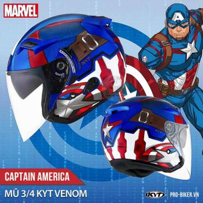 Mũ bảo hiểm KYT Venom Captain America có 2 kính