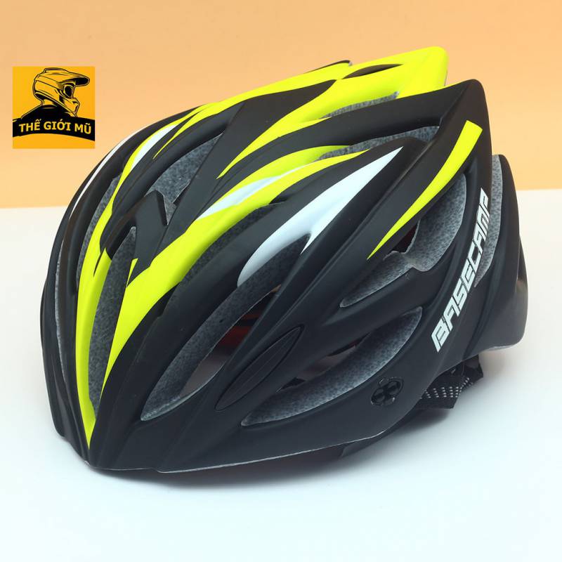 Mũ bảo hiểm xe đạp Basecamp màu đen vàng, bảo hành 12 tháng