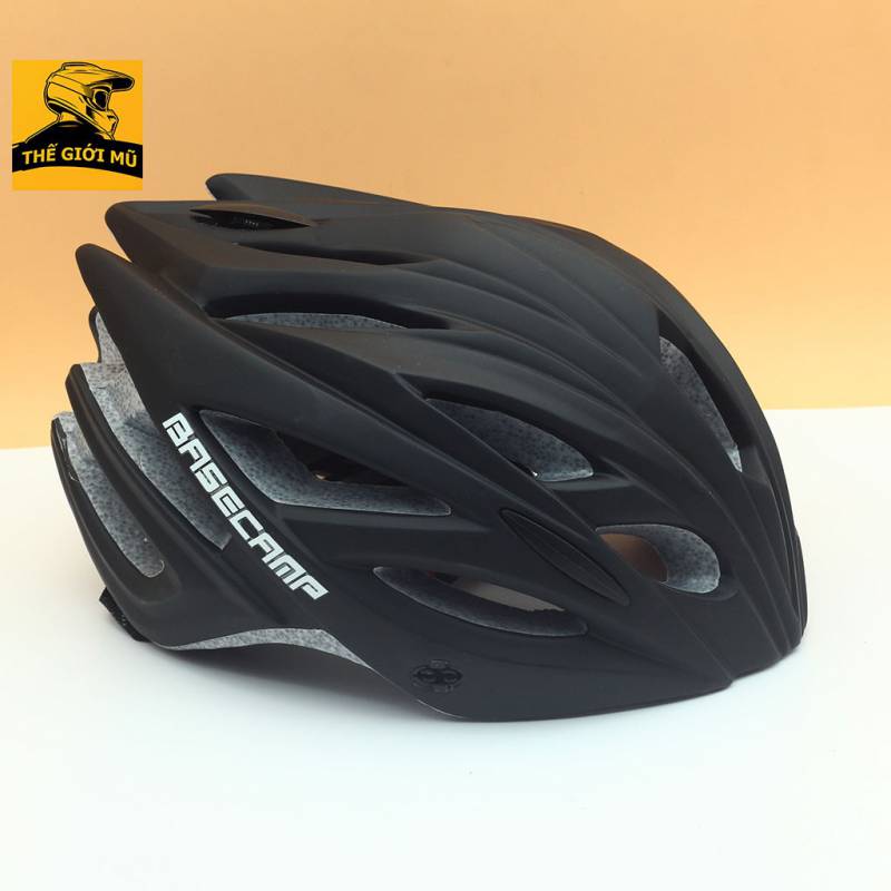 Mũ bảo hiểm xe đạp thể thao Basecamp chính hãng siêu nhẹ màu đen nhám