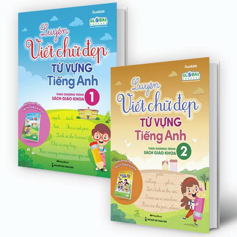 Combo Luyện viết chữ đẹp từ vựng tiếng Anh - theo chương trình Sách giáo khoa Lớp 1,2