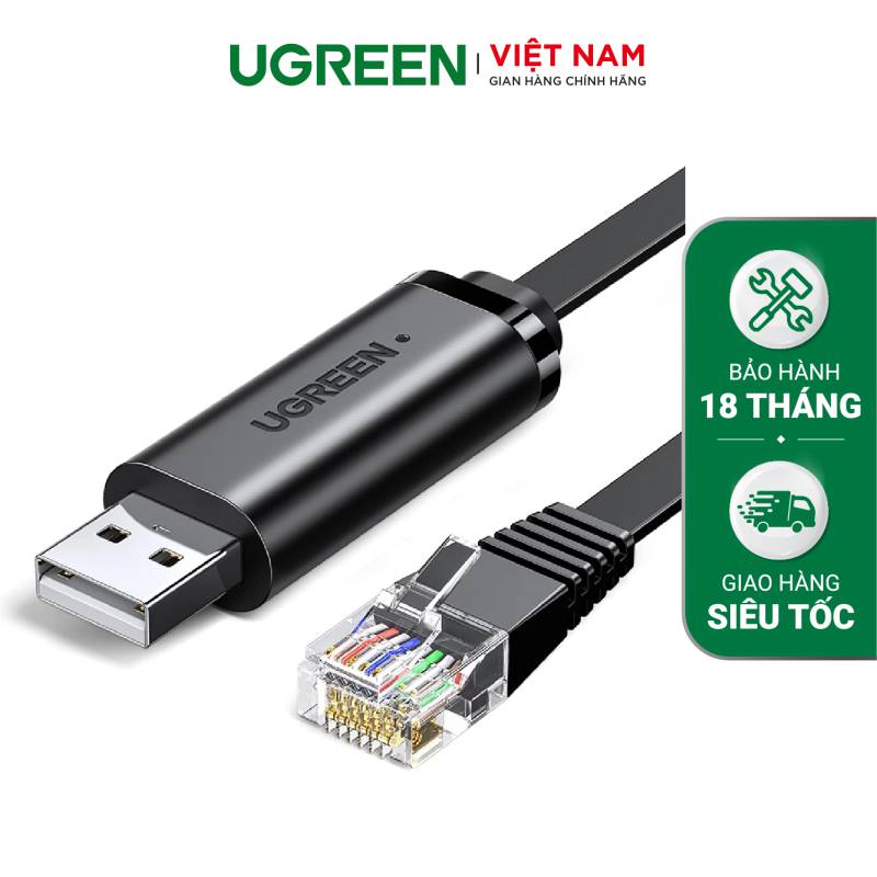  	Cáp lập trình Console UGREEN CM204 Chuyển USB 2.0 sang RJ45 FTDI (chuẩn 8 pin) dài 1.5m
