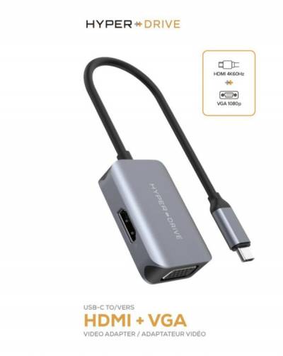  Bộ chia cổng HyperDrive 2in1 USB-C HDMI/VGA (HD-C2HV) 