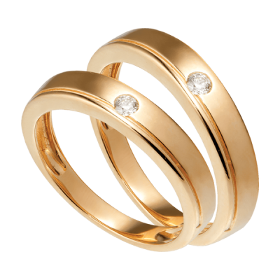 Cặp nhẫn cưới Kim cương Vàng 18K PNJ Chung Đôi 00611-00604