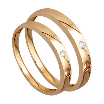 Cặp nhẫn cưới Kim cương Vàng 18K PNJ Chung Đôi 00705-00701