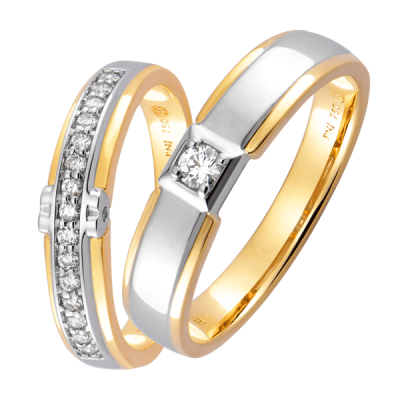 Cặp nhẫn cưới Kim cương Vàng 18K PNJ True Love 00476-00552