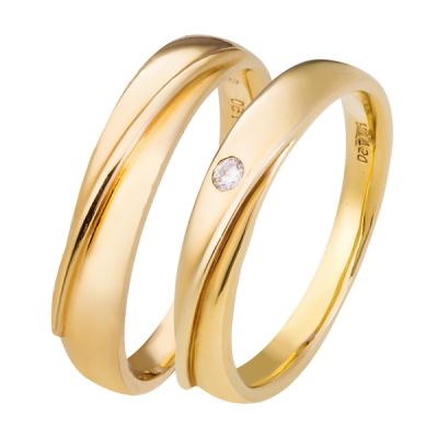 Cặp nhẫn cưới Kim cương Vàng 18K PNJ Vàng Son 00633-00313