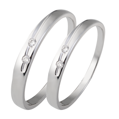 Cặp nhẫn cưới Kim cương Vàng trắng 14K PNJ 00284-00285