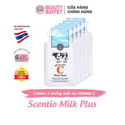  								Combo 5 miếng mặt nạ giấy dưỡng trắng và trẻ hóa da Scentio Milk Plus Vitamin C 							