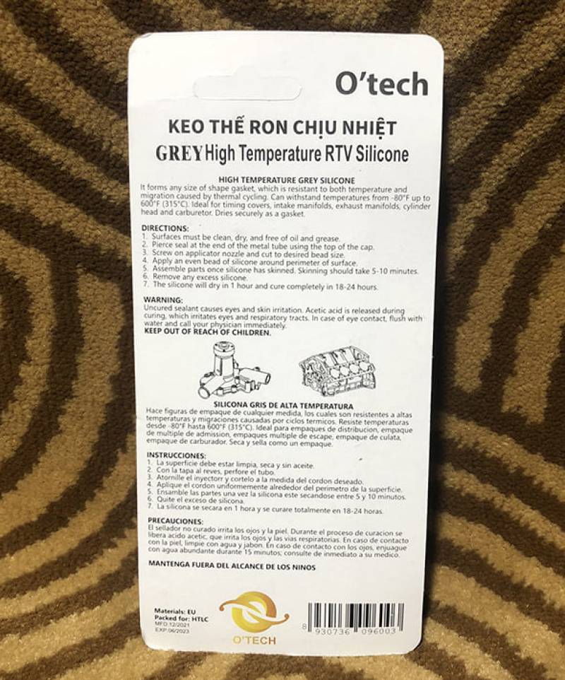 Keo thế roong chịu nhiệt O’tech RTV 600F 85gr