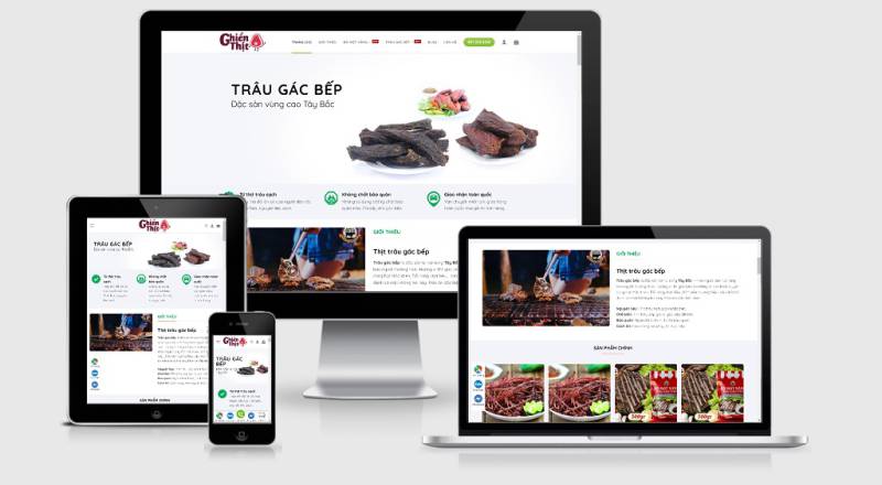 Theme wordpress bán trâu gác bếp, bò một nắng