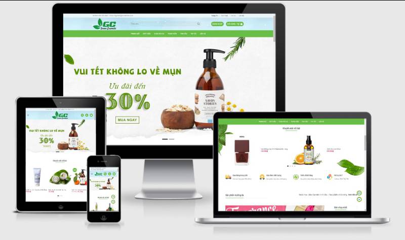 Theme Wordpress bán hàng mỹ phẩm mẫu số 13 - Green Cosmetic