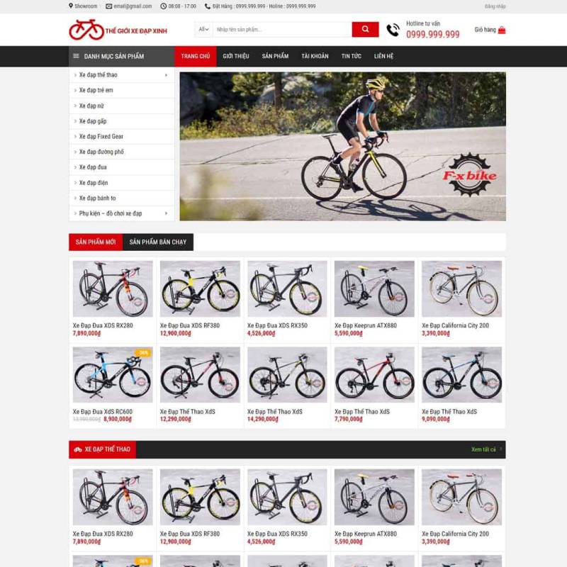  Theme WordPress cửa hàng bán xe đạp