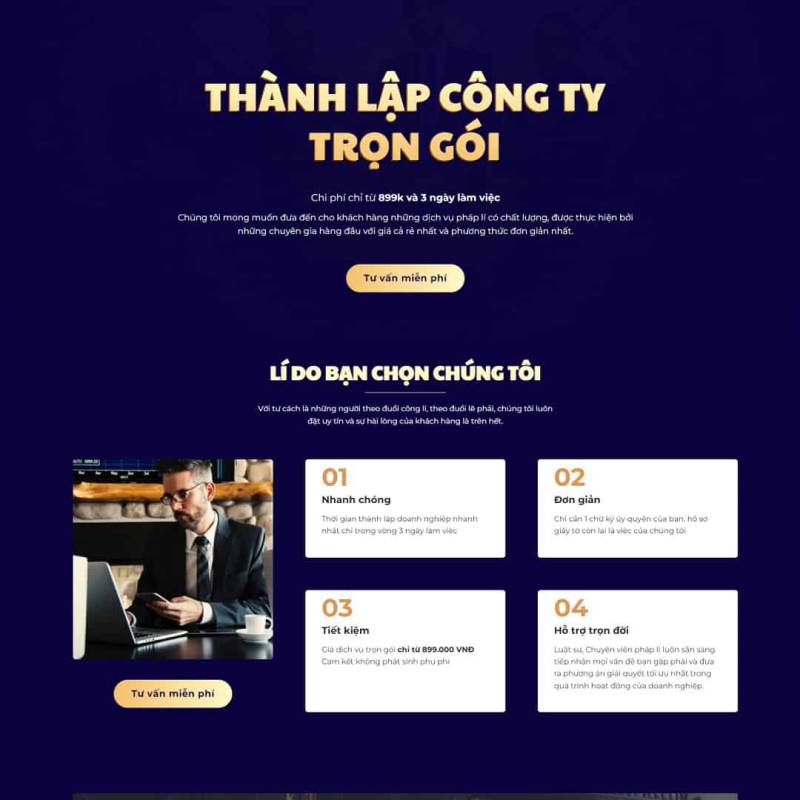  Theme WordPress landing page dịch vụ thành lập công ty, doanh nghiệp