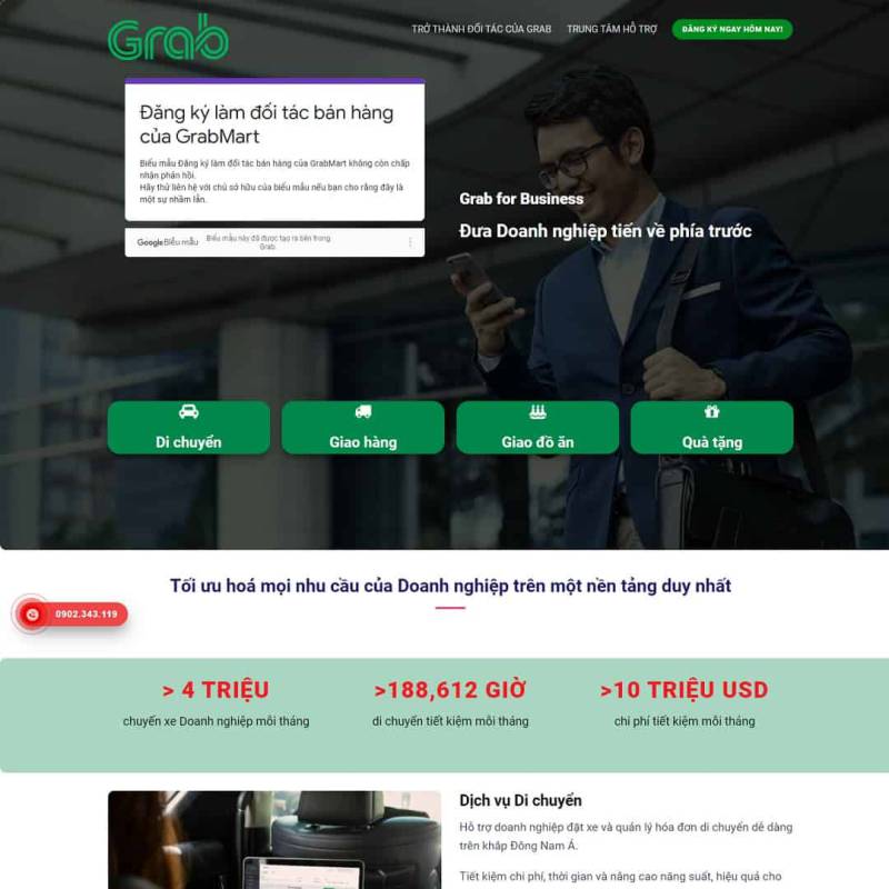  Theme WordPress landing page dịch vụ Grab