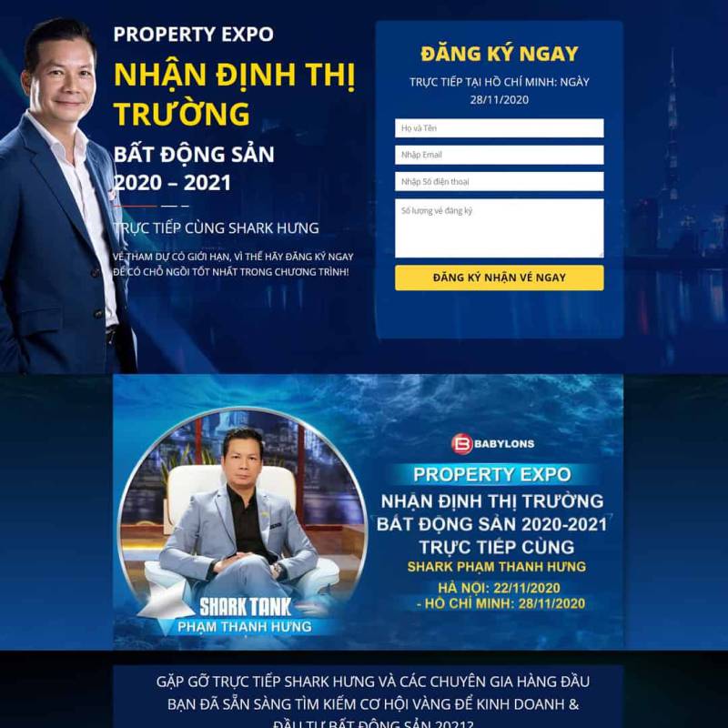  Theme WordPress Landing page tọa đàm shark Hưng