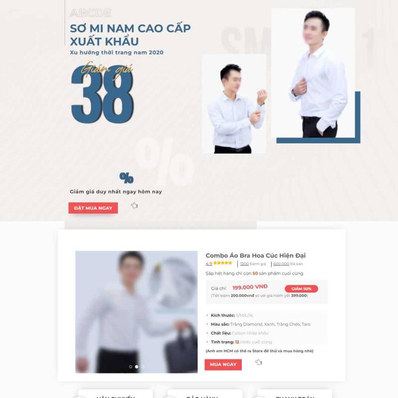  Theme WordPress landing page bán áo sơ mi