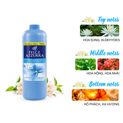 Sữa rửa tay hương nước hoa Ý Felce Azzurra 750ml dưỡng ẩm thơm xạ hương trắng